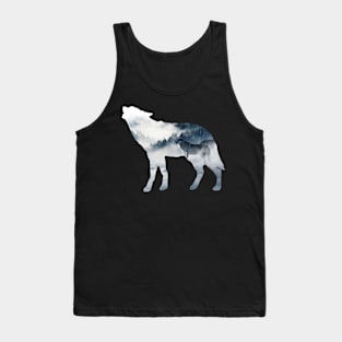 Wolf In The Wild Wolf Shilouette With Image Tank Top